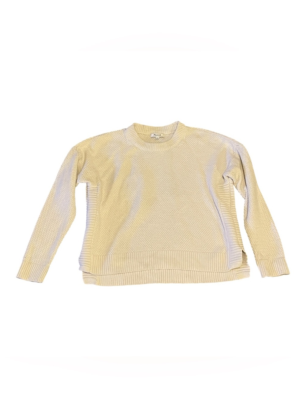 Madewell Cotton Crewneck Pullover Sweater in Cream Size Medium